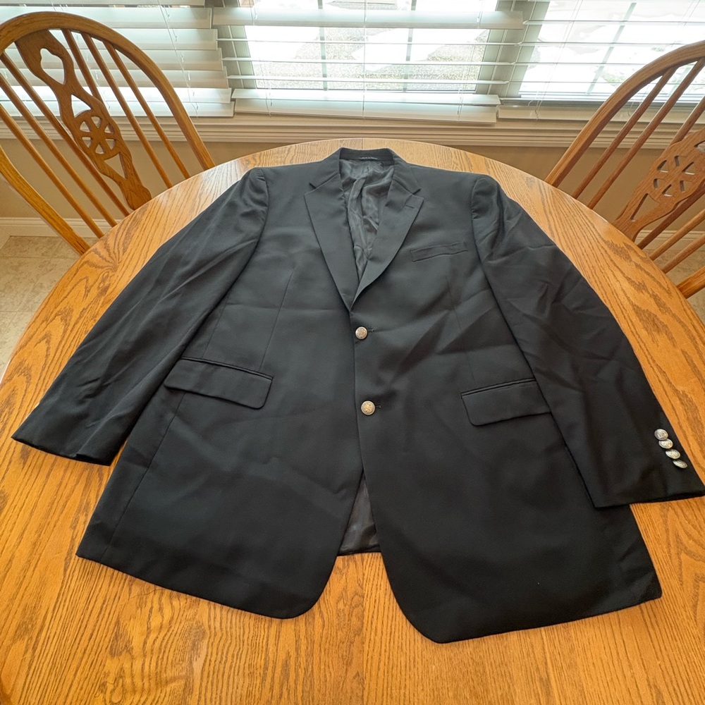 Austin Reed Black Worsted Wool Sport Suit Coat Classic Men’s Desgin 50R